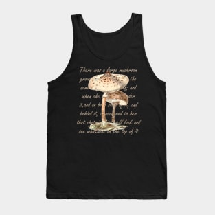 Lispe Mushroom and Alice quote Tank Top